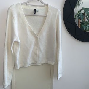 Fluffy White Cropped Cardigan H&M